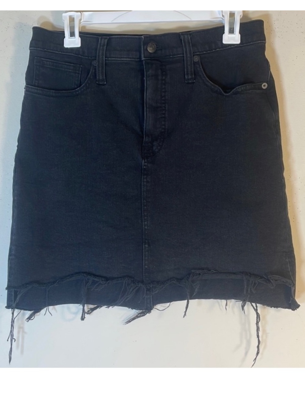 Madewell Raw Hem Black Denim Skirt. 28.